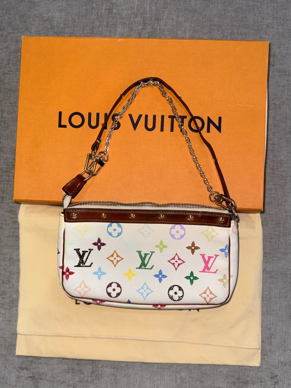Louis Vuitton White Multicolor Murakami Pochette